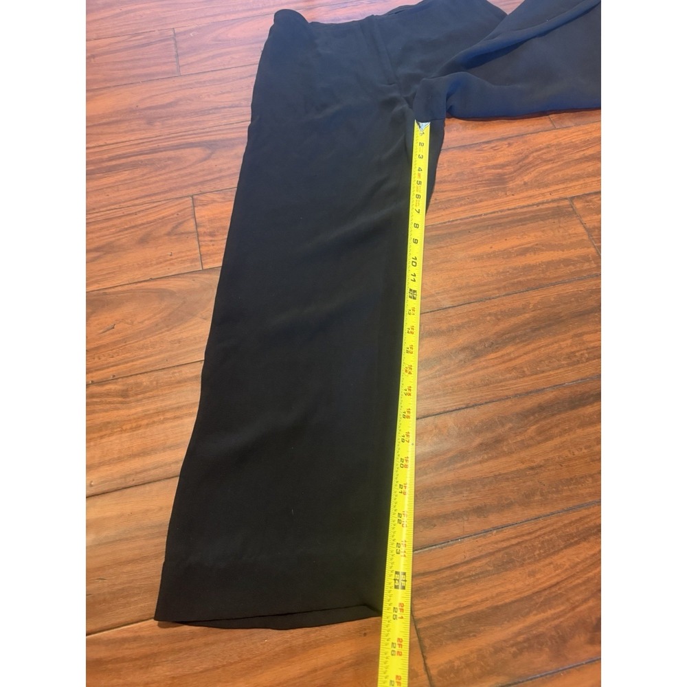 Eileen Fisher Petite Large 100% Silk Black Wide Leg Crop Pants With Front Zipper - Picture 6 of 9